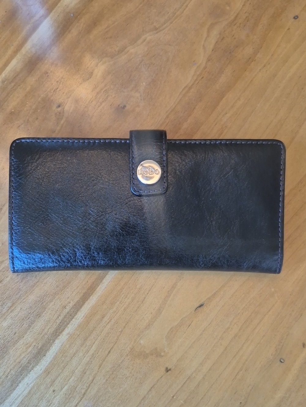 HOBO Black Leather Snap Continental Wallet